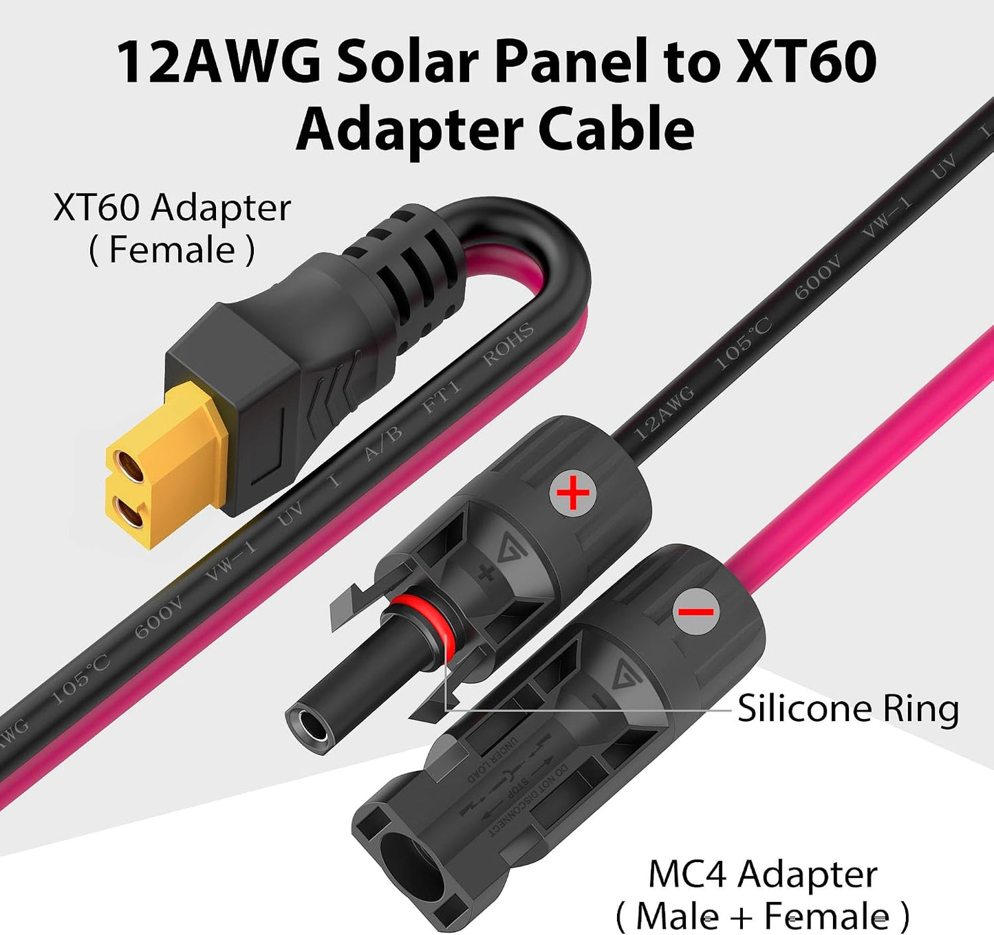 Cable extensión carga solar XT60 MC4 10pies adaptador