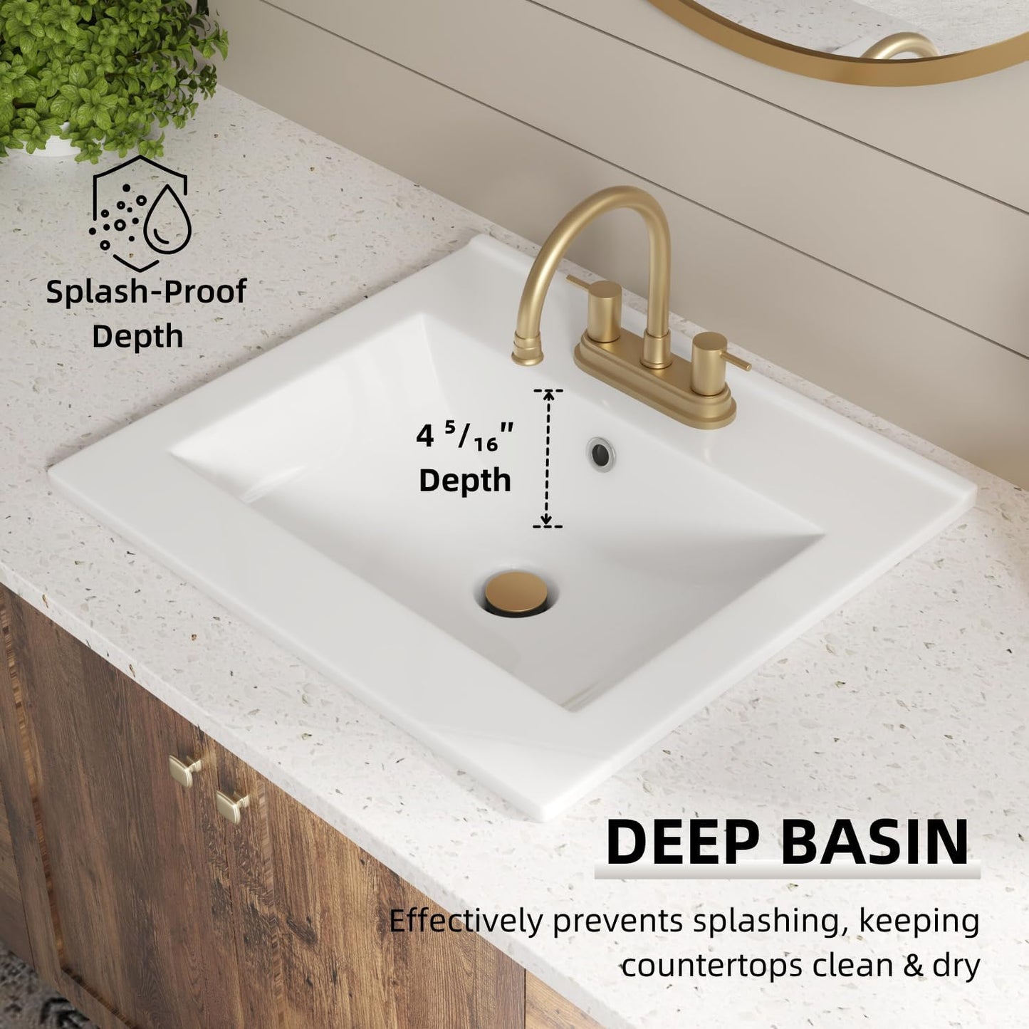 Lavabo baño rectangular cerámica blanca 20x18pulg