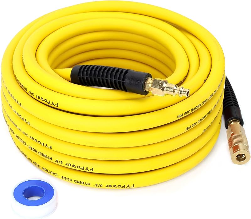 Manguera compresor aire 3/8x50pulg flexible latón 1/4 amarillo