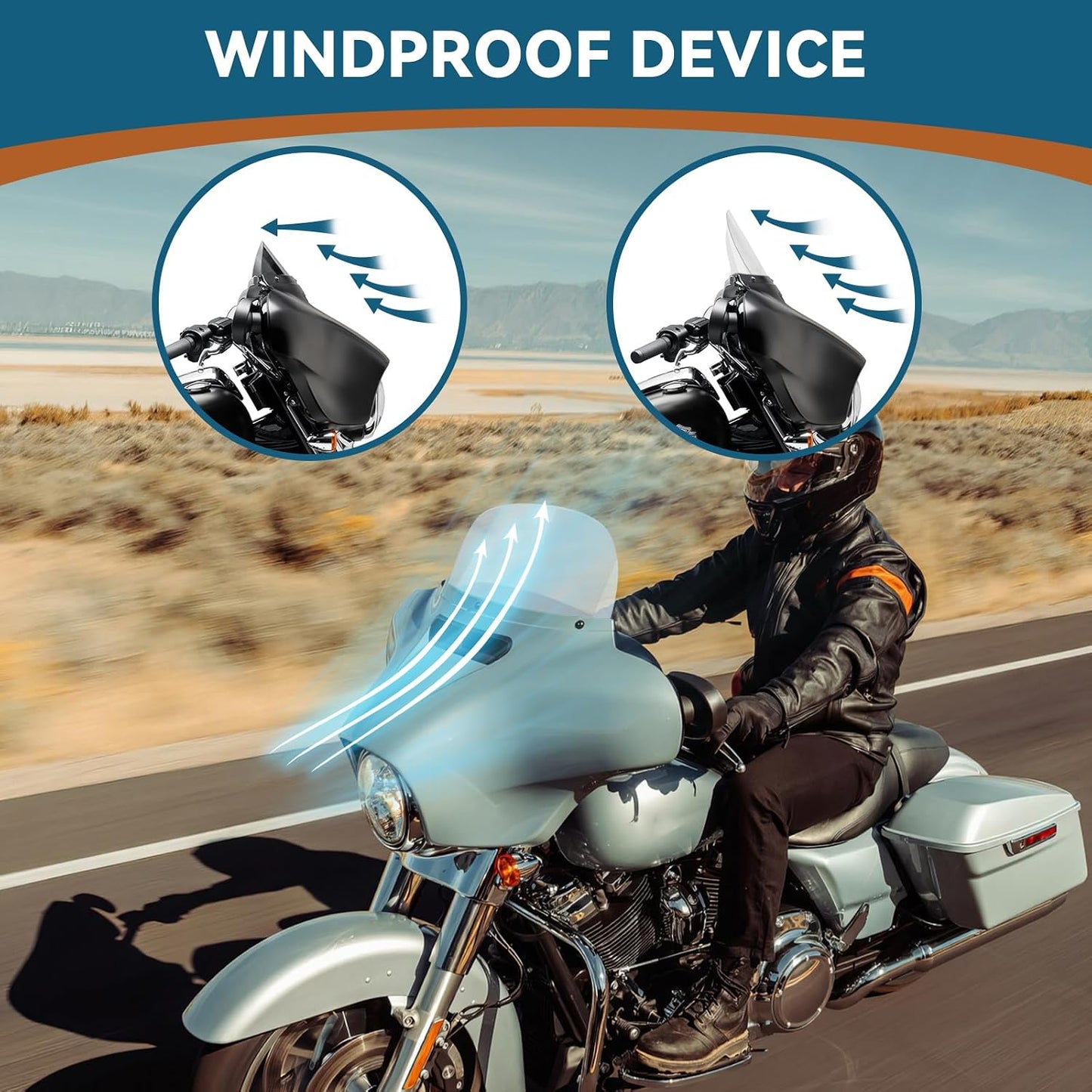 Parabrisas redondo 13" protector viento Harley 96-13