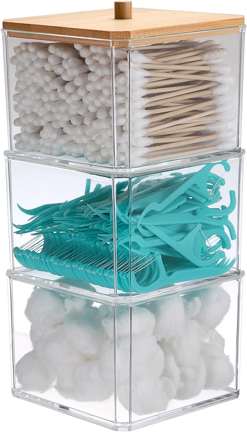 Organiz. hisopos acrílico 3 niveles 3.7x3.5x7.8"