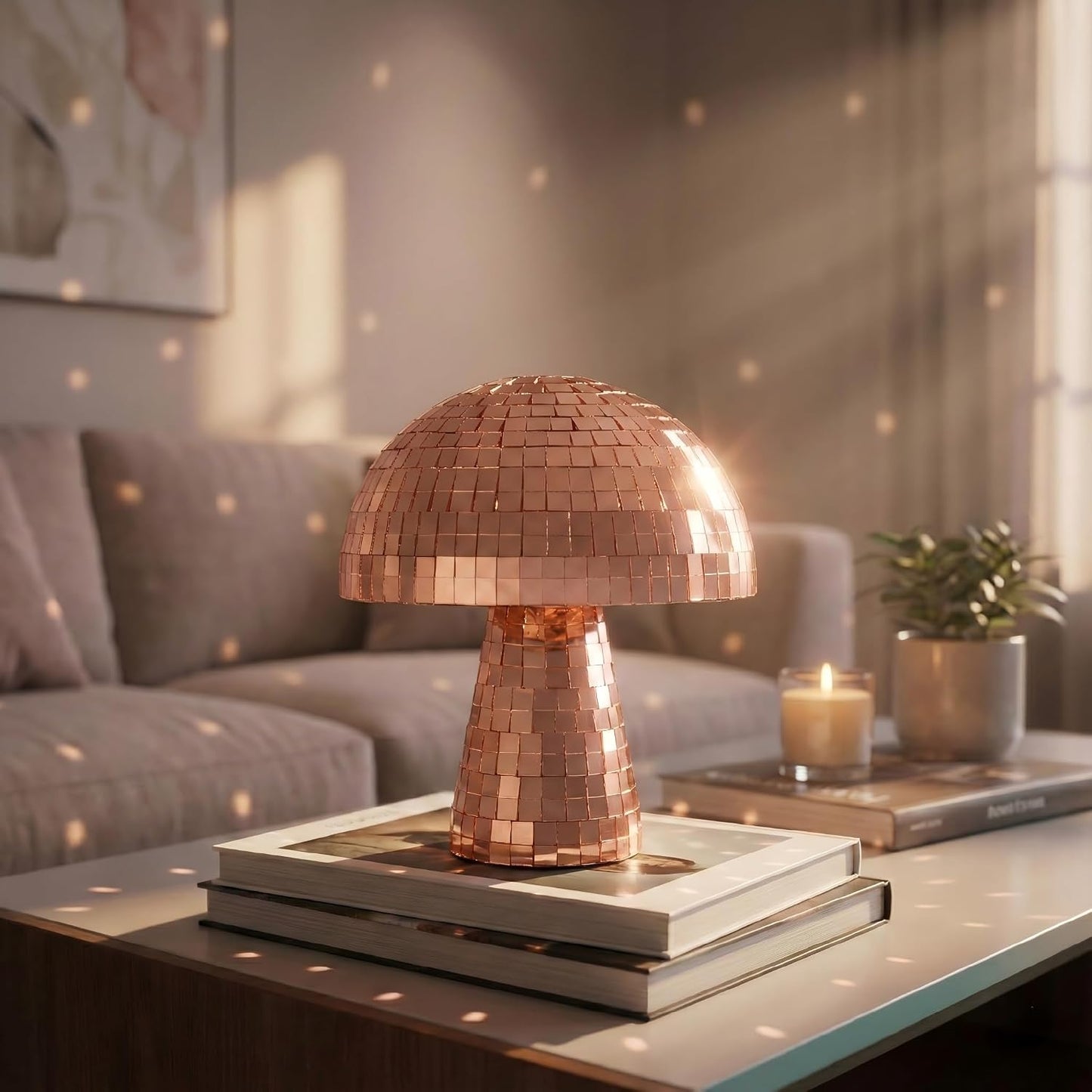 Lámpara bola discoteca oro rosa 7pulg decoración hogar fiesta