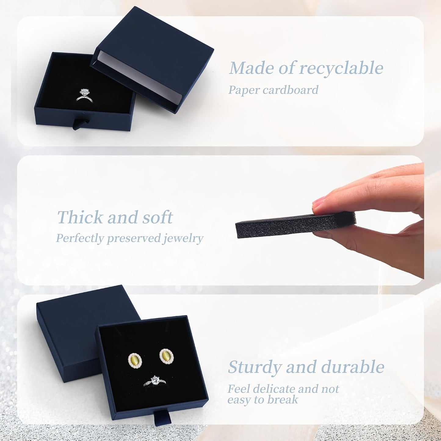 10 Cajas Regalo Cartón con Espuma 3.5x3.5" para Joyas