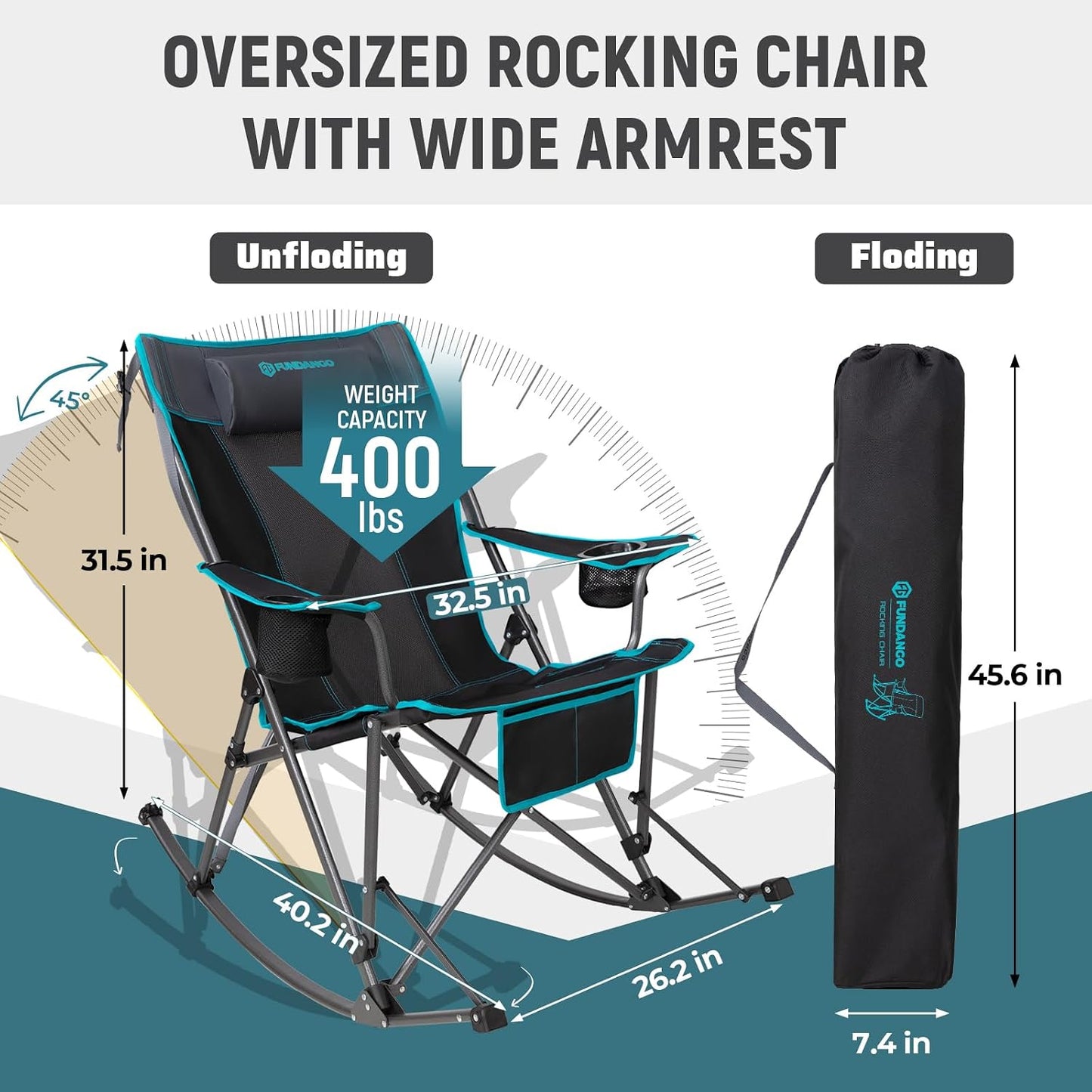 Silla mecedora camping 2 Pzas plegable con almohadas
