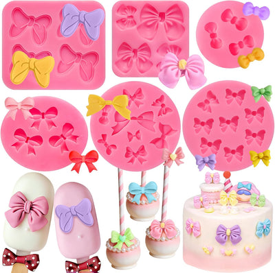 6 moldes de silicona para moño y pajarita de chocolate fondant