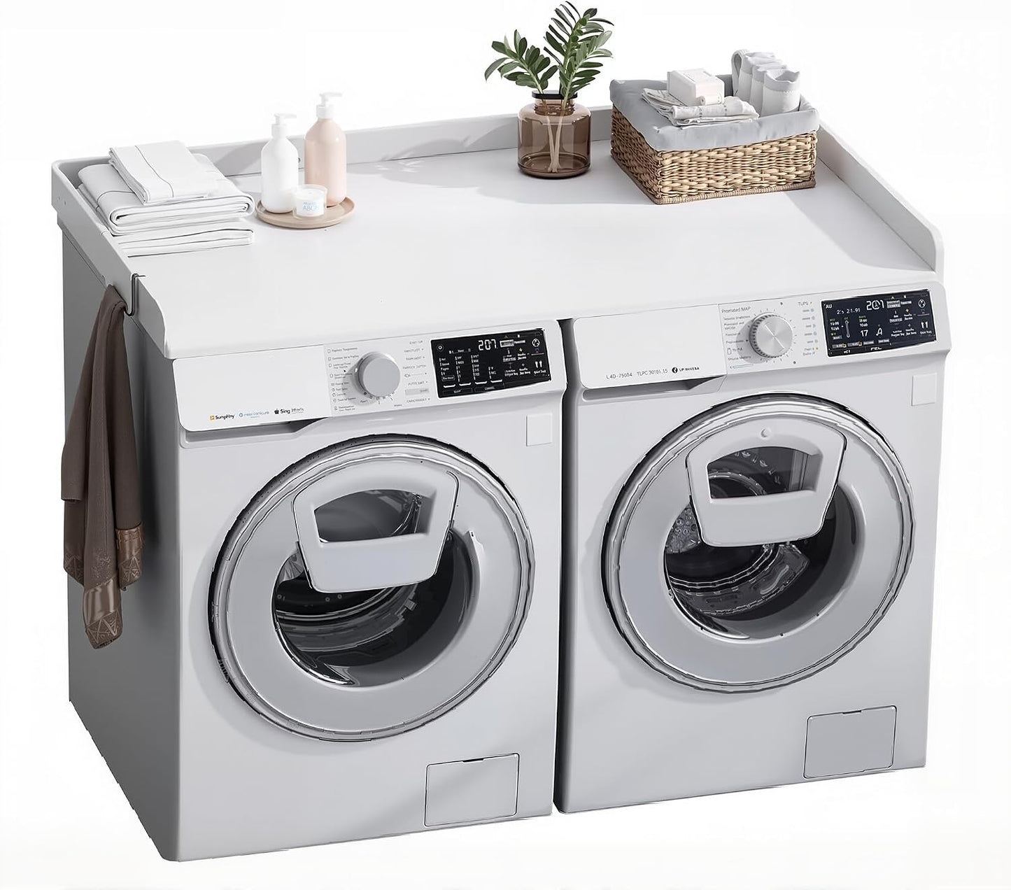 Encimera madera lavadora secadora rieles 27.5x54pulg blanco