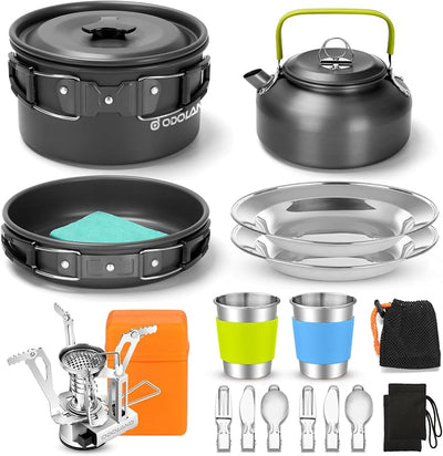 Set 16 utensilios cocina acampar con estufa plegable acero