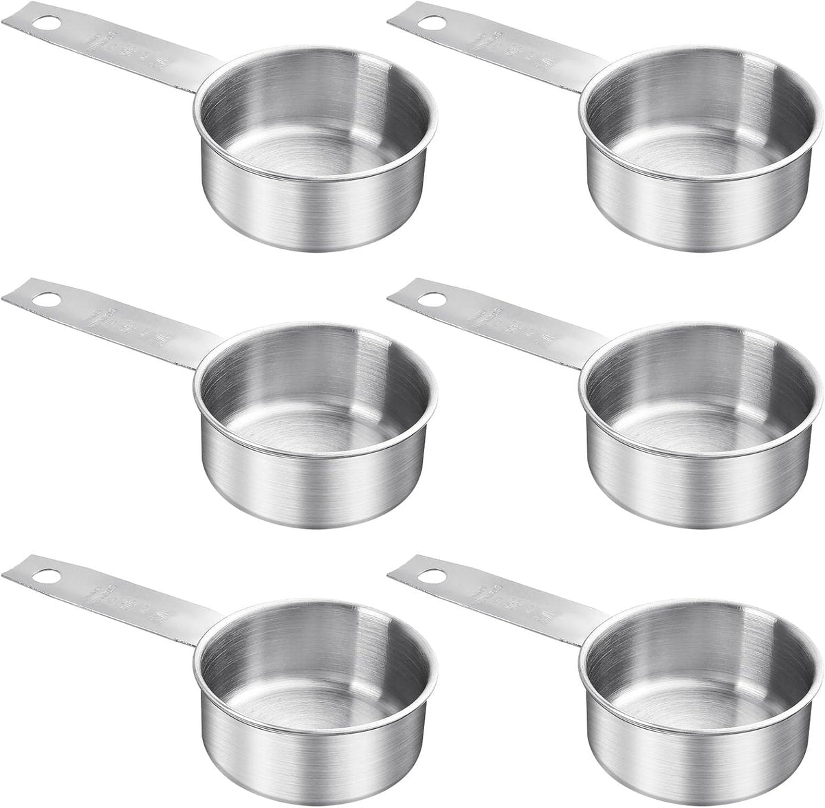 6 Tazas Medidoras Acero Inox 2.7fl oz para Cocina Hornear