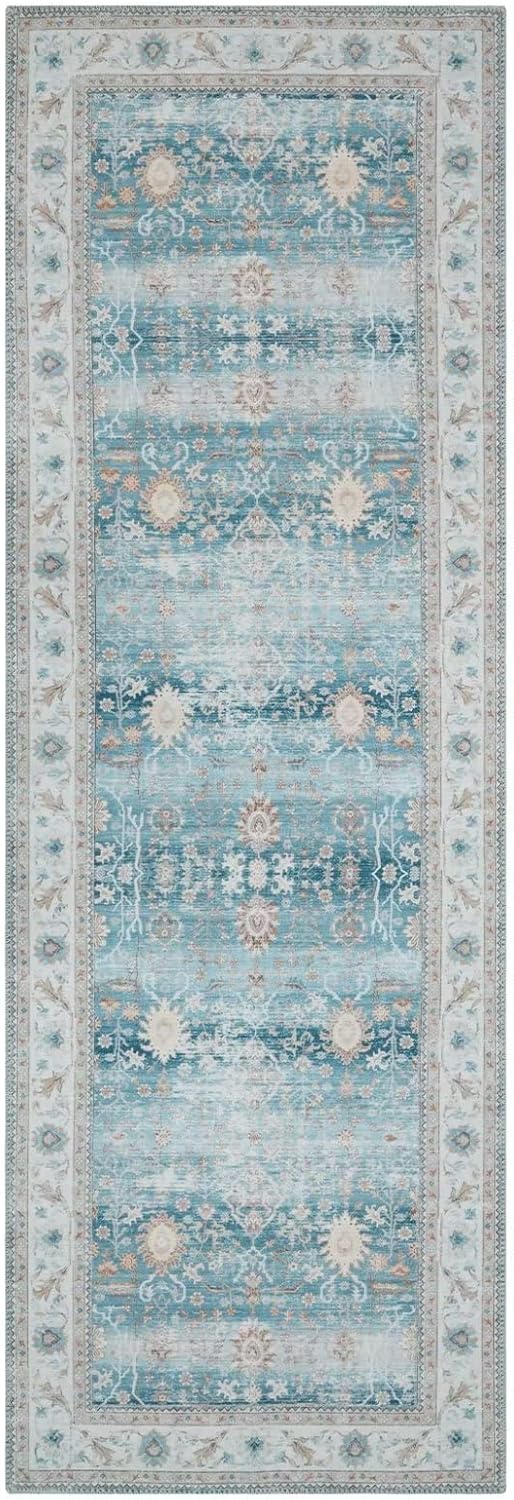 Alfombra pasillo vintage 2x10" antiderrap azul
