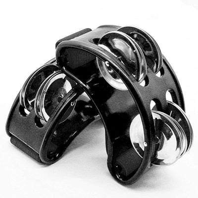 Pack 2 Panderetas Pie Negro Cascabel Metal Adultos