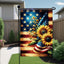 Bandera patriótica verano con girasoles 12x18pulg jardín