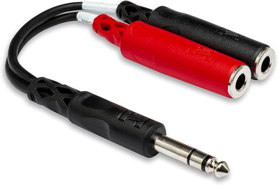 Adaptador TRS a TSF 1/4 pulg 6pulg Negro/Rojo