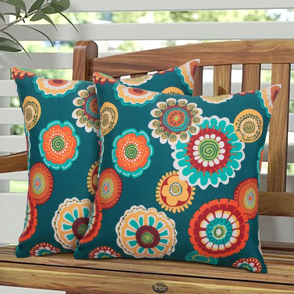 2 Pzas Cojín Navidad Verde Floral 18x18pulg