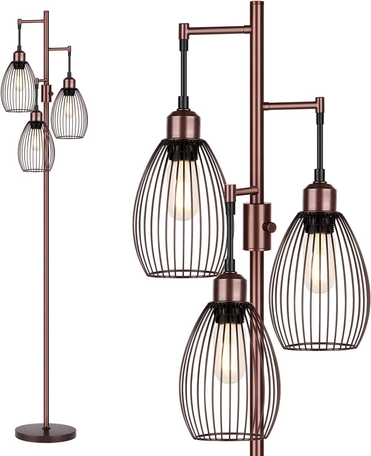 Lámpara pie industrial con bombillas LED Edison