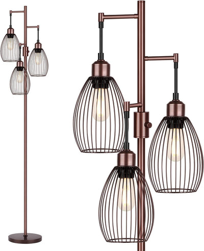 Lámpara pie industrial con bombillas LED Edison
