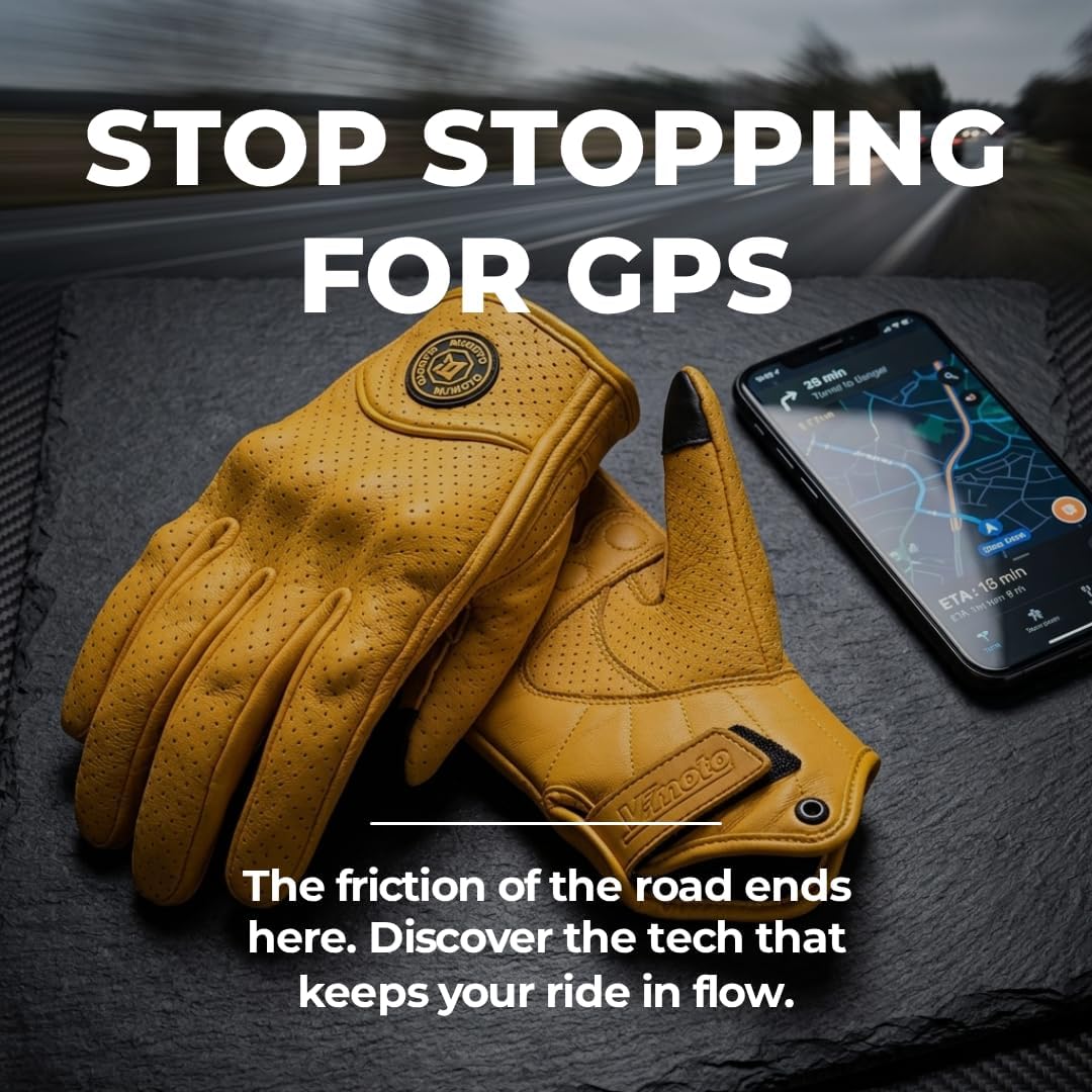Guantes cuero cabra motocicleta pantalla táctil transpirables