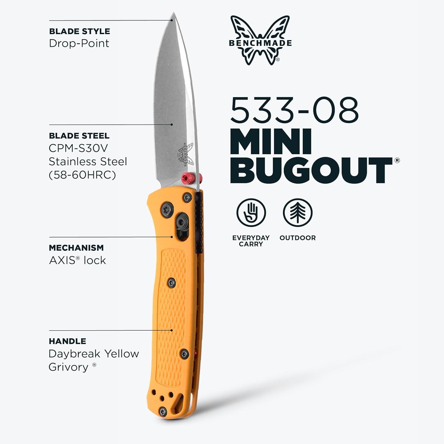 Cuchillo plegable EDC hoja caída mango grivory daybreak