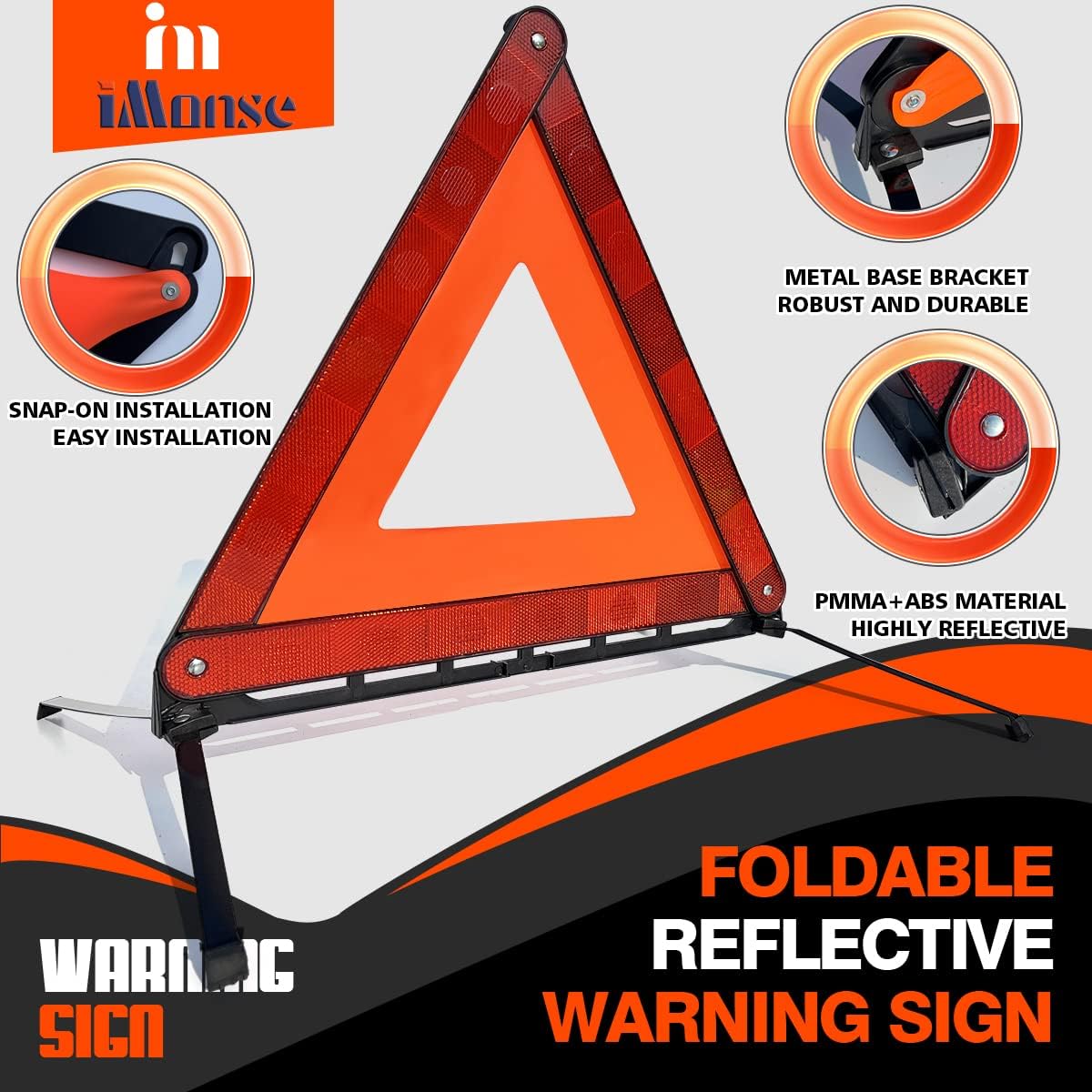 Kit triángulo seguridad carretera con 2 luces LED plegable