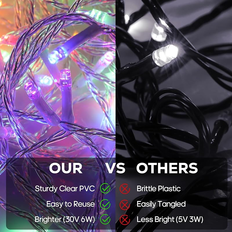 600 Luces LED Navidad 246ft Impermeables 8 Modos