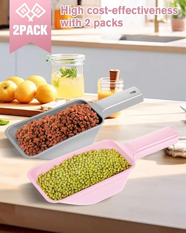 2 Pzas Cucharas Alimento Perro Plástico con Marcas Gris y Rosa