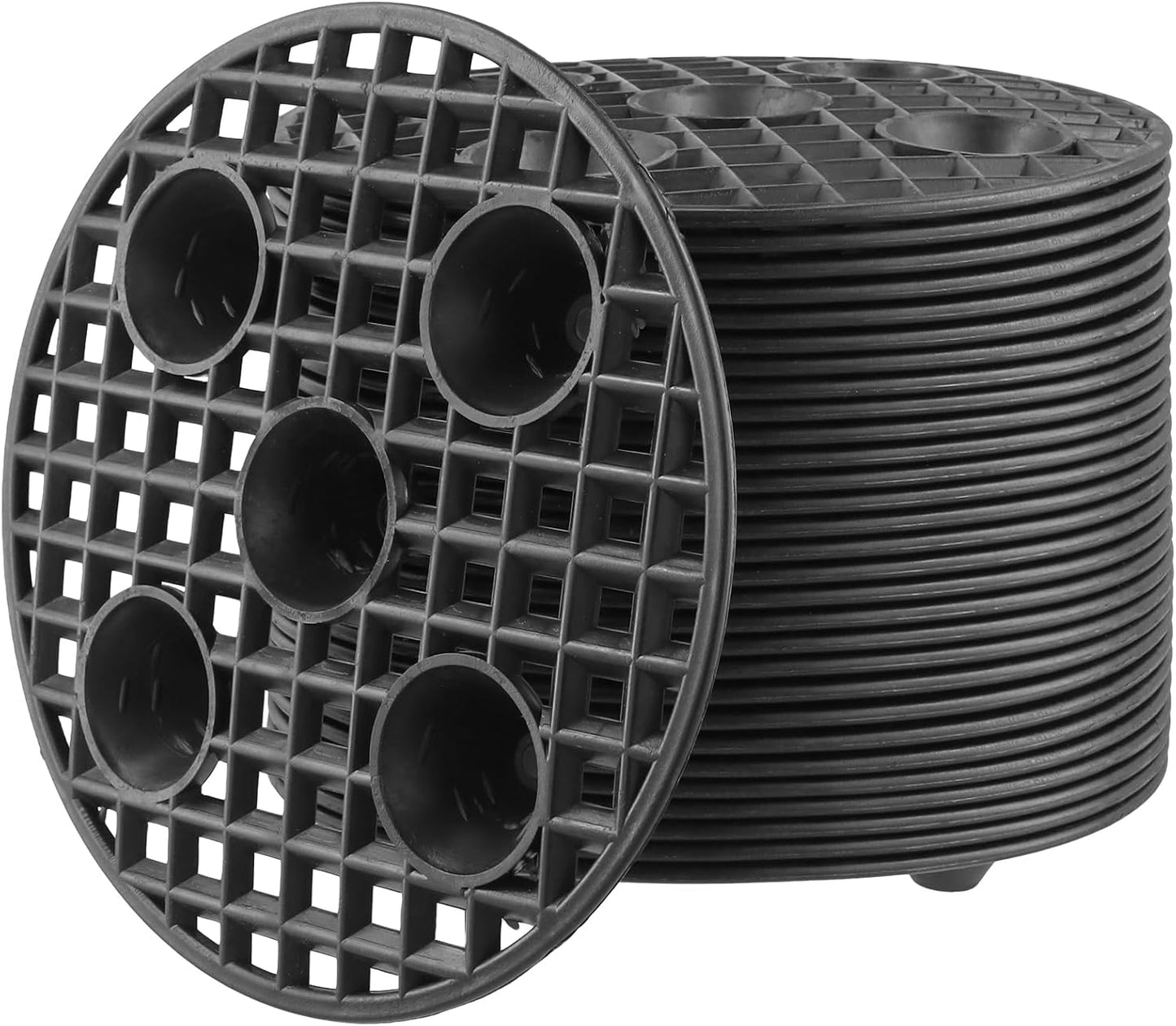 30 Soportes Redondos Plástico para Macetas 8" Elevador Negro