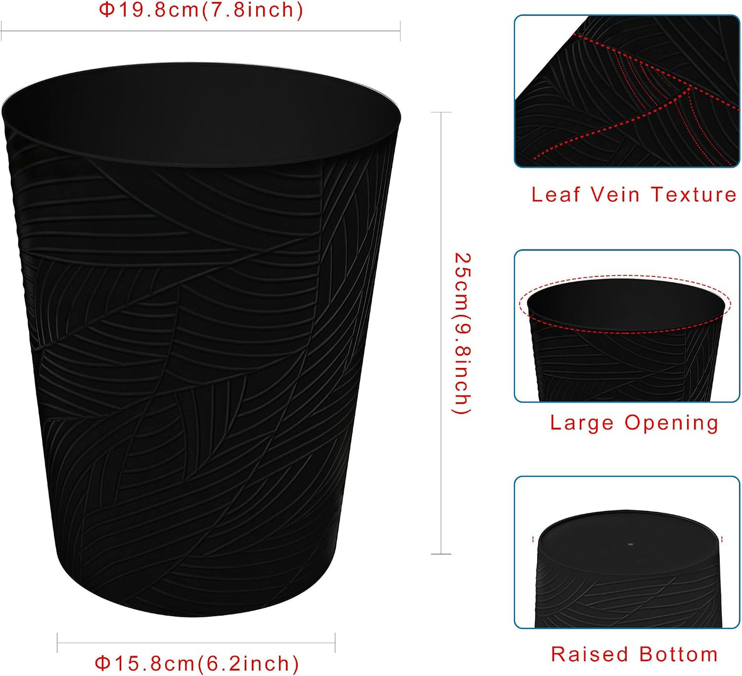 Cubo basura 1.8gal diseño moderno hojas para baño dormitorio