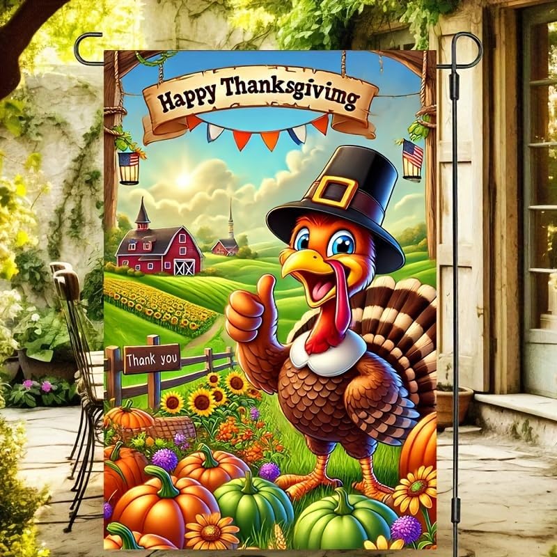 Banderas jardín 12x18pulg dibujos pavo calabaza otoño invierno