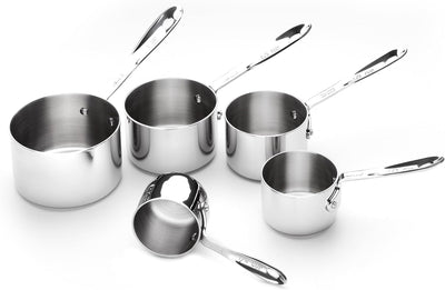 Juego 5 Pzas Tazas Medidoras Acero Inox Plateado