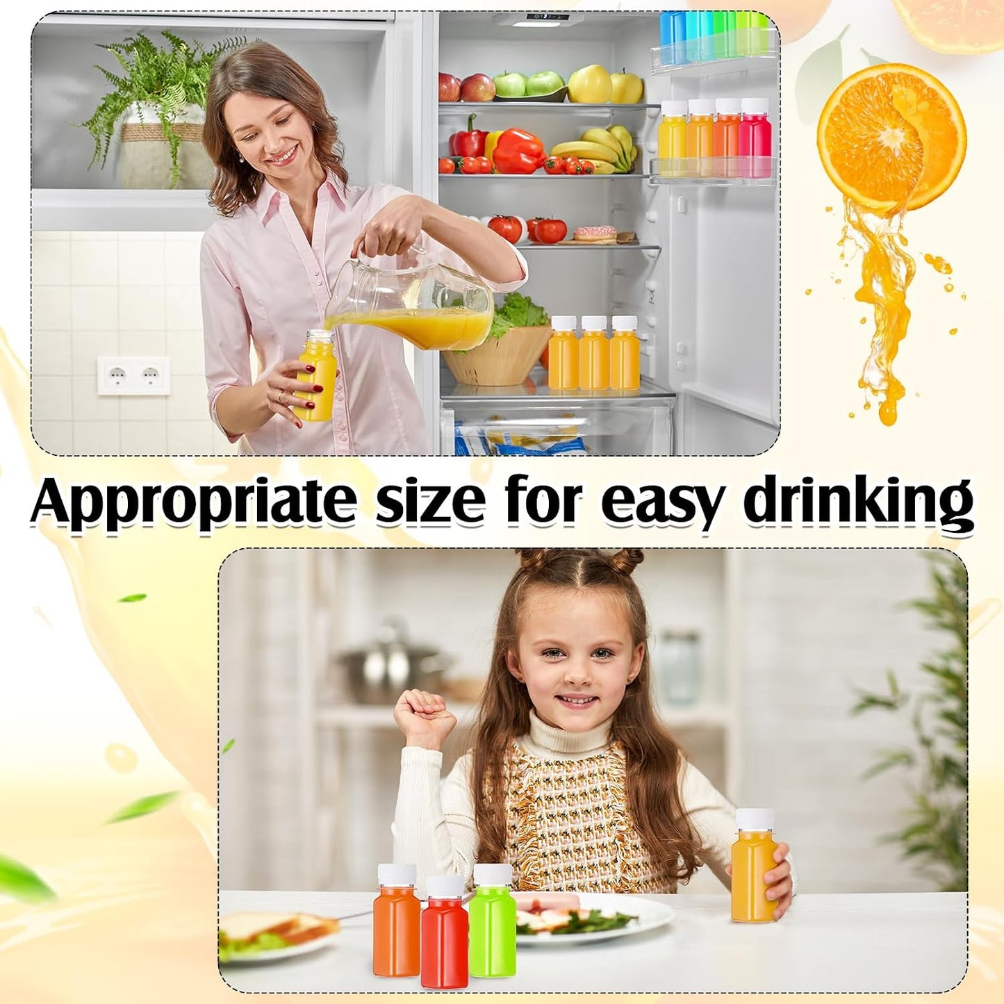 250 Botellas Plástico 2oz para Jugo con Tapa Reutiliz.