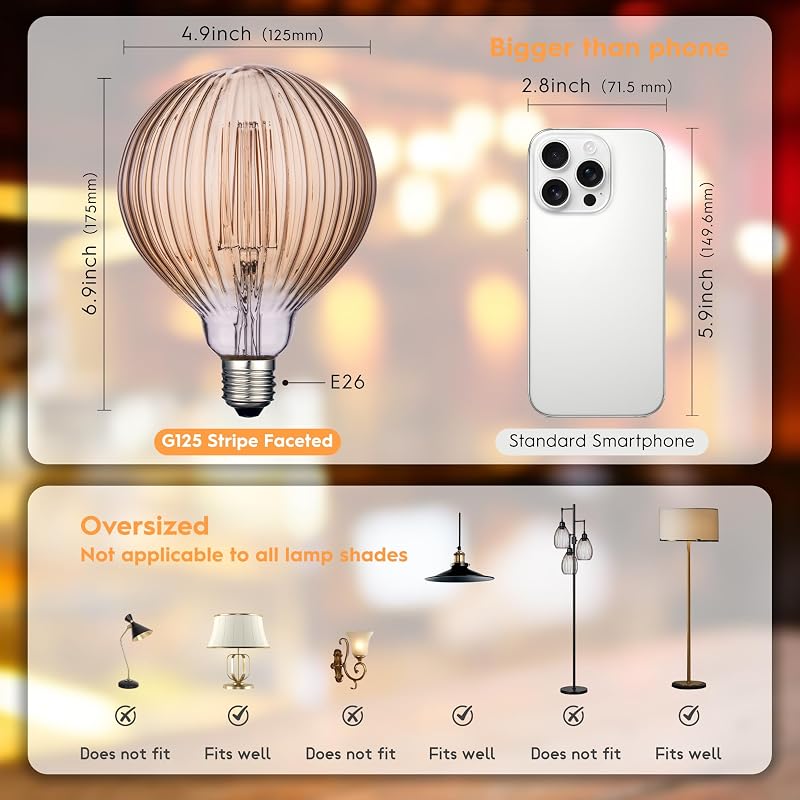 Bombilla LED G125 Edison filamento jaula de ardilla E26