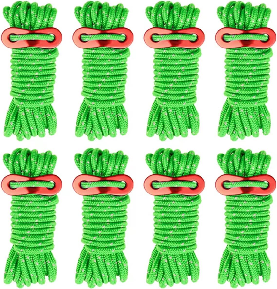 8 Pzas cuerdas tienda 4mm tensor aluminio color verde