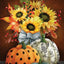 Bandera otoño estampado calabazas girasoles 40x28pulg