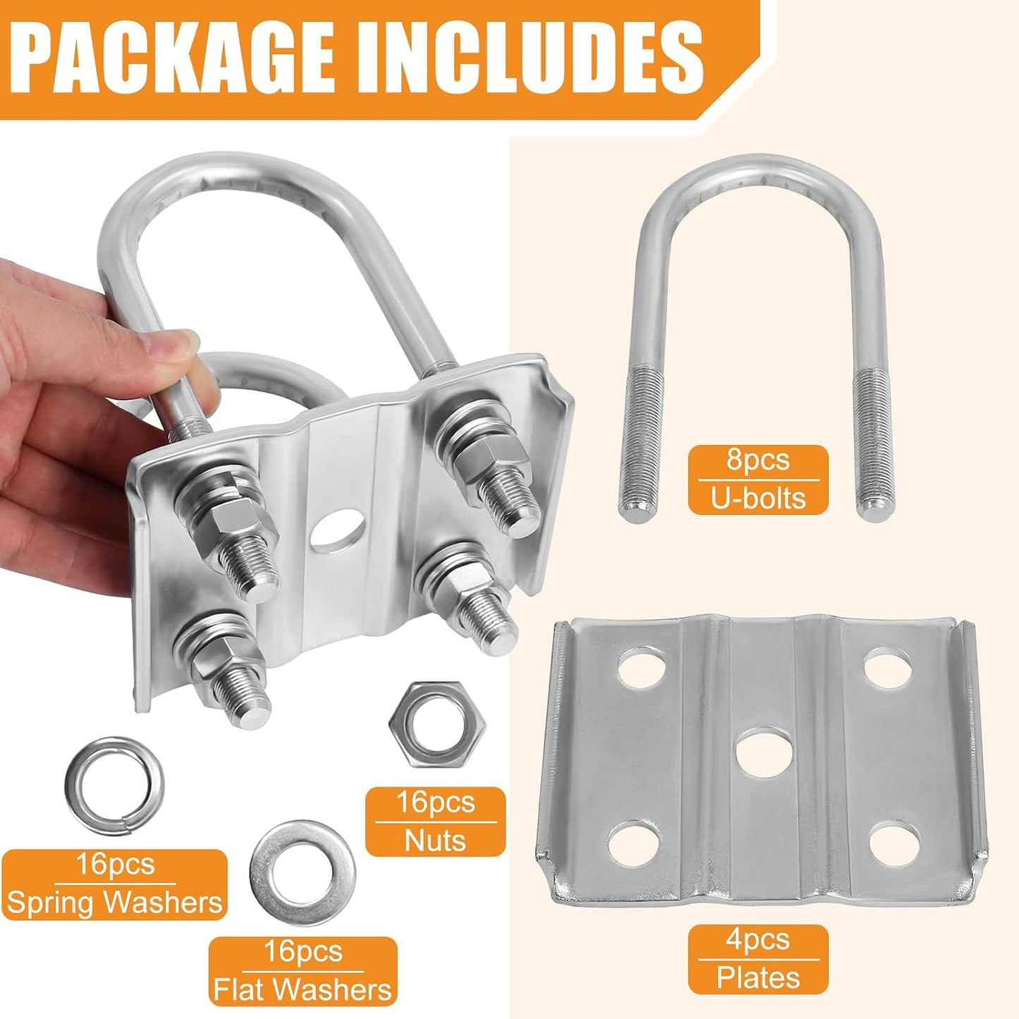 Kit pernos en U remolque 6-1/4" 3500lb 2-3/8" pack 2