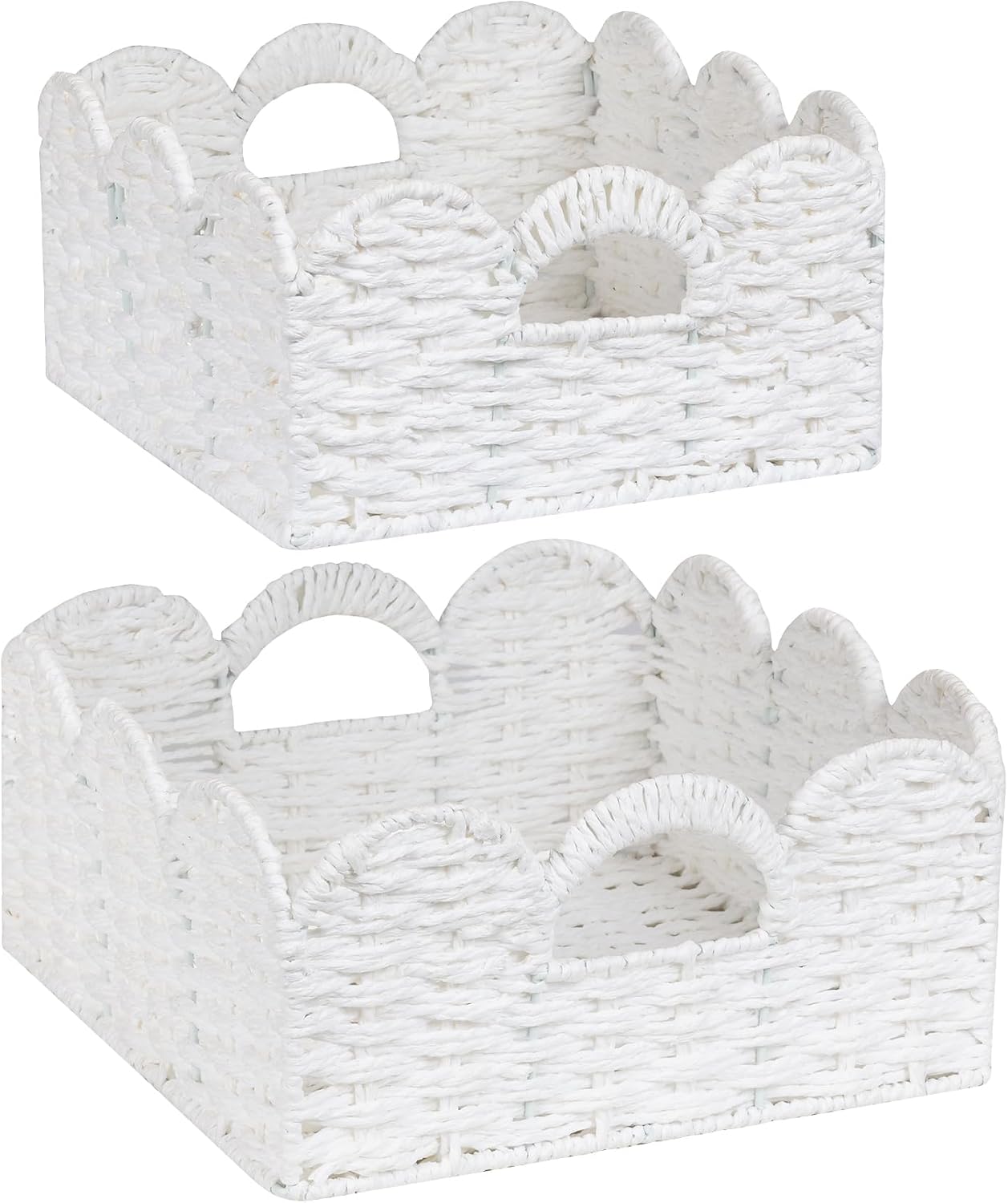 Cesta mimbre tejida a mano 2 Pzas blanco