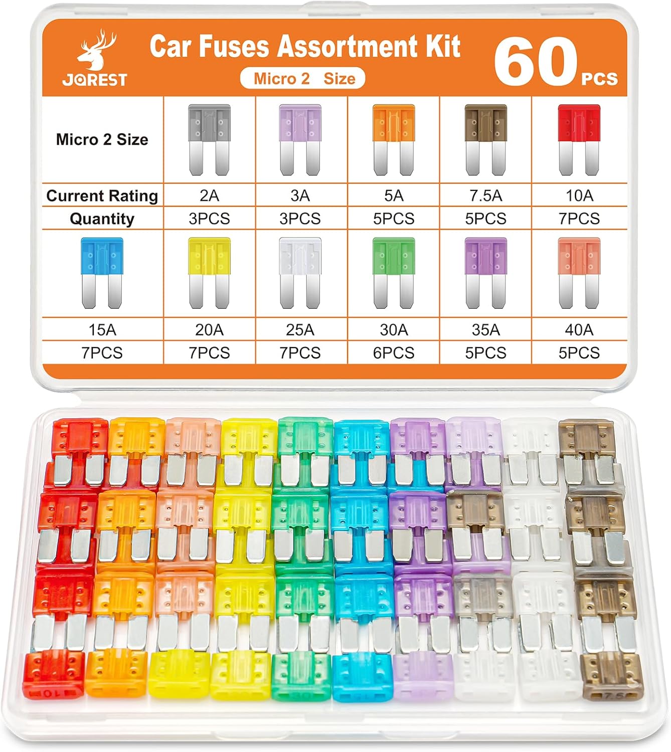 Set 60 Pzas Fusibles Micro 2 para Auto Camión Moto 2-35A