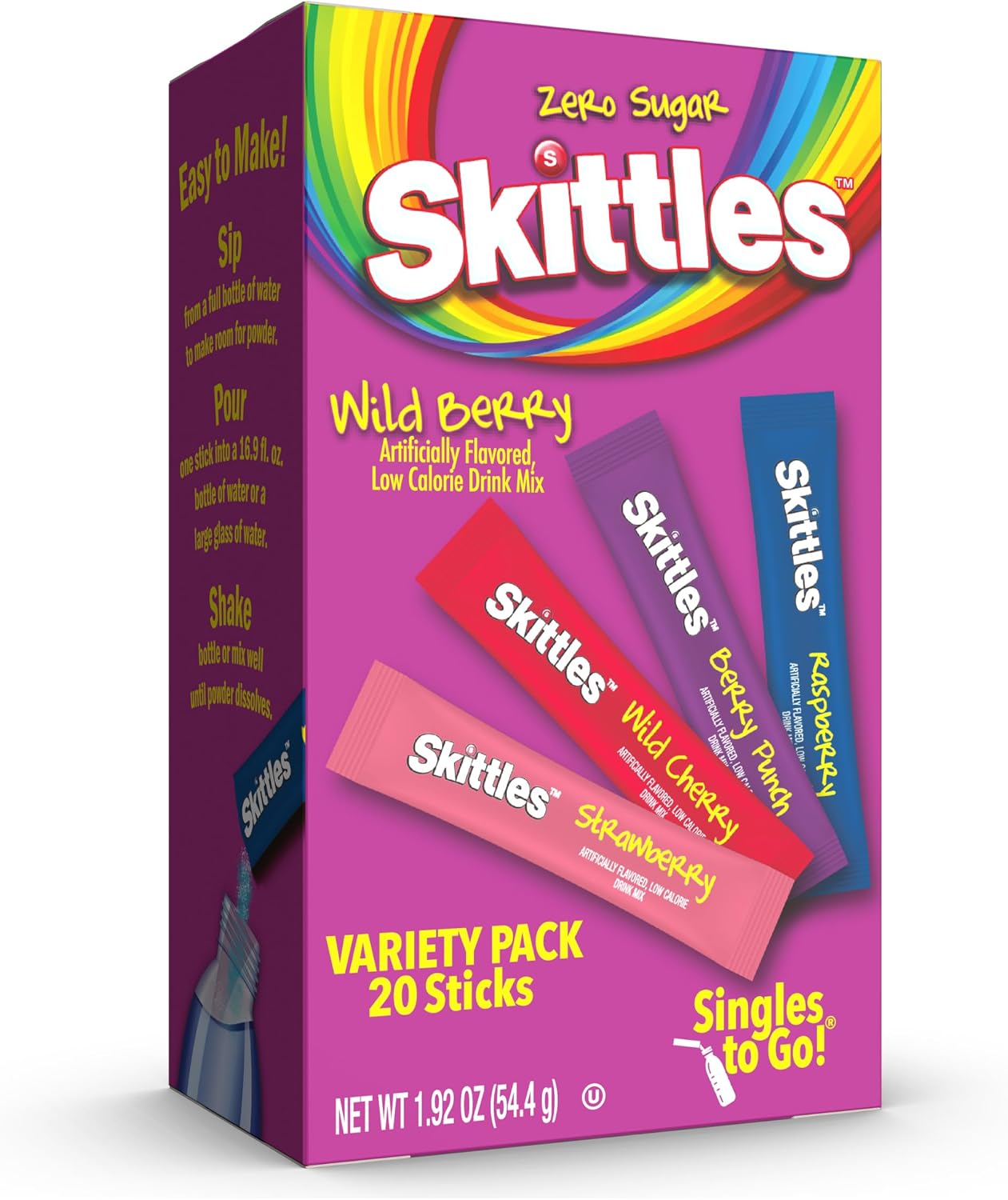 Skittles Singles To Go Surtido 20 Porciones Cero Azúcar