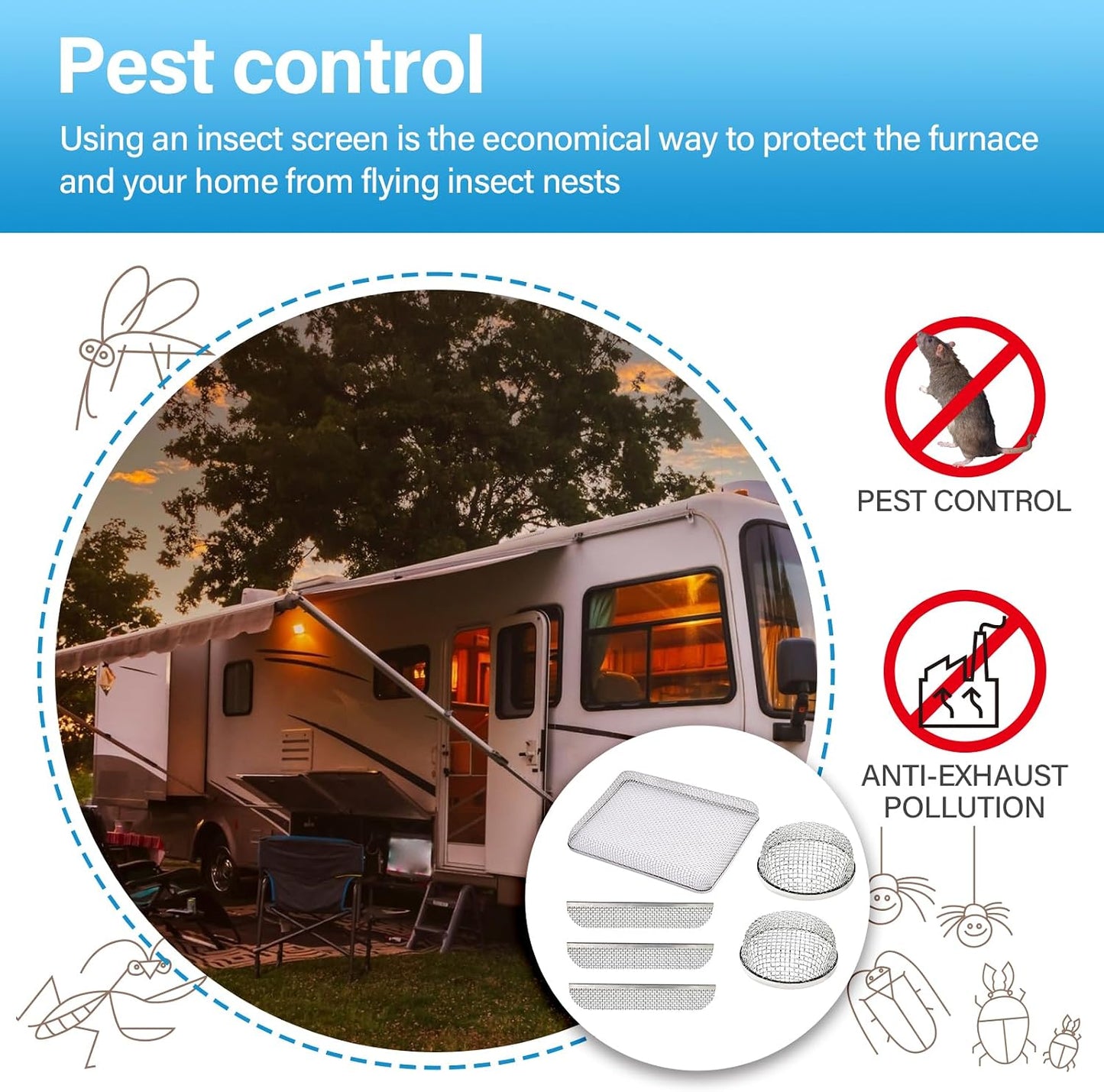 6 Accesorios Ventilación Caravana Malla Acero