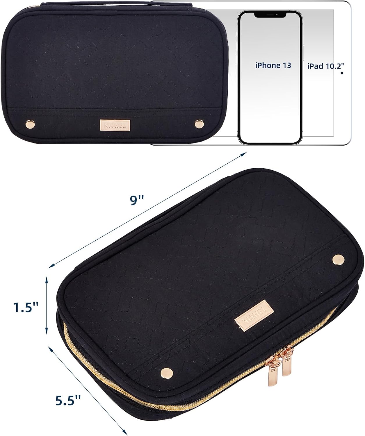 Joyero viaje organiz. collares aretes anillos negro