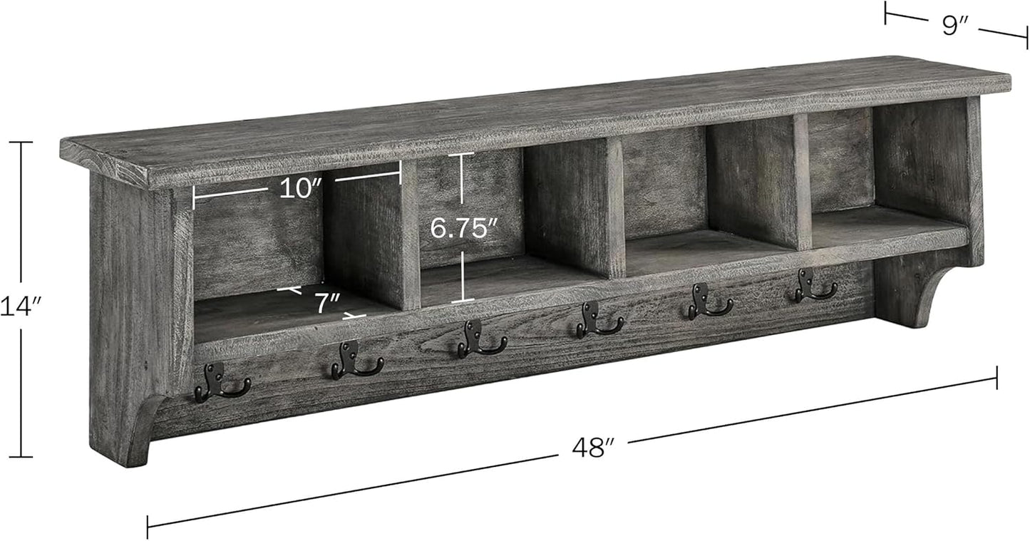 Gancho metal madera recuperada 48pulg con cubos gris pizarra