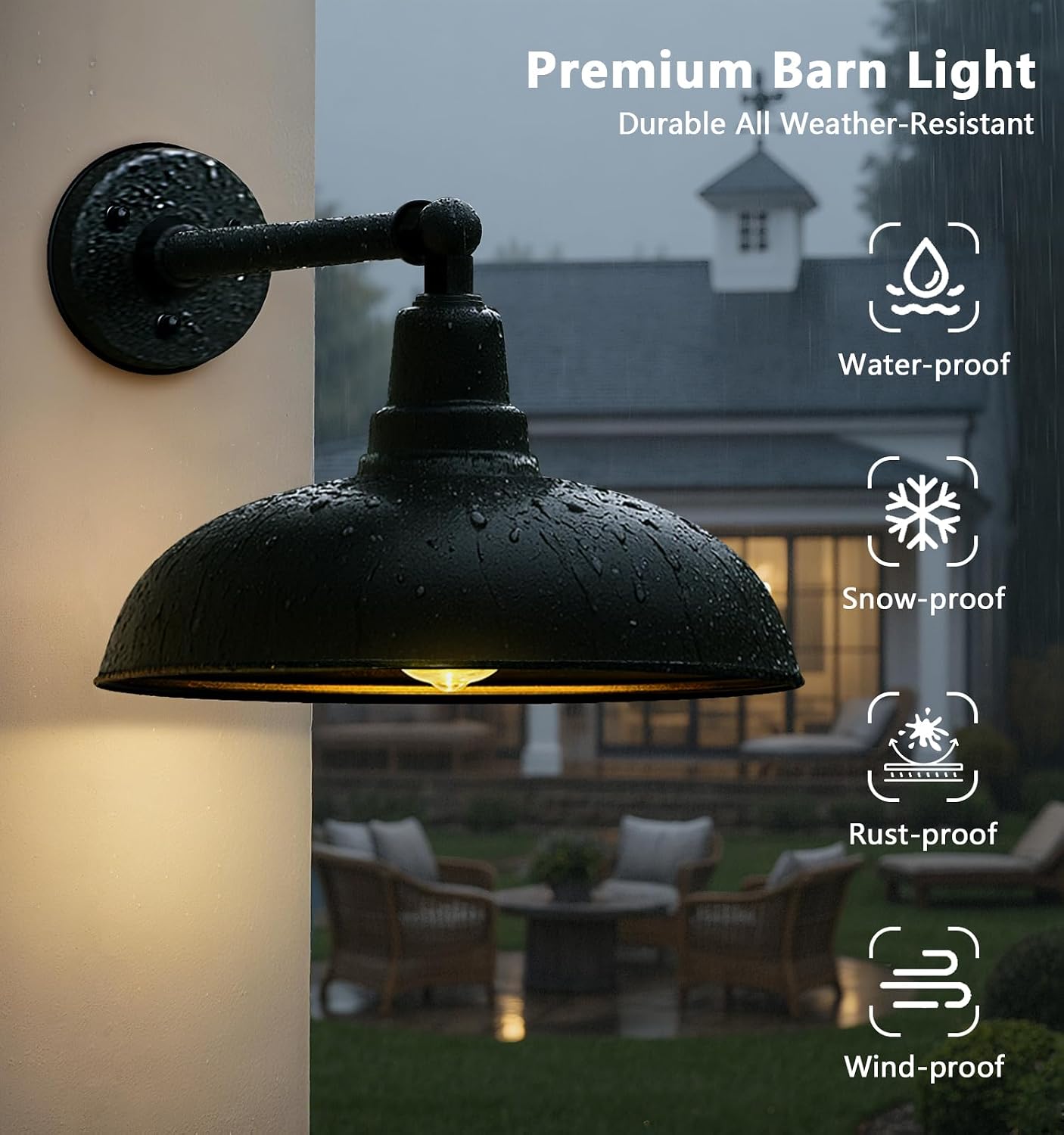Luz granero cuello cisne 23pulg negro estilo industrial