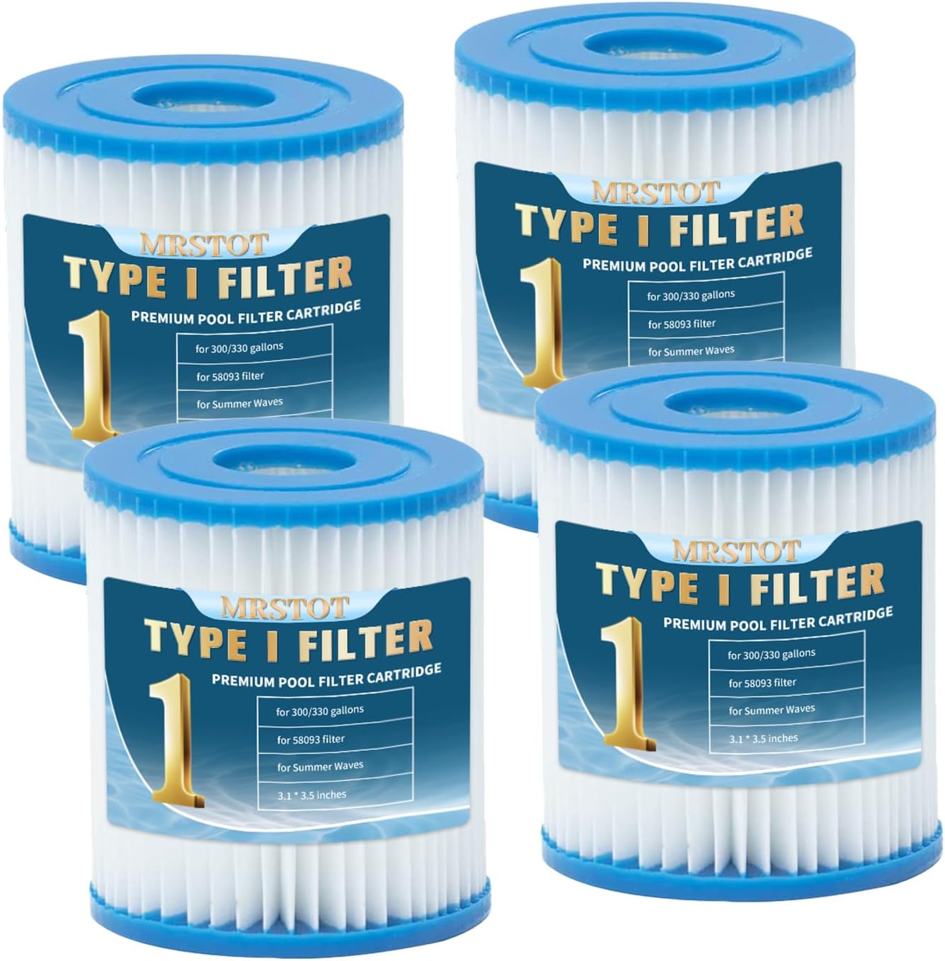 Cartucho filtro tipo I para piscinas 300/330gal/H pack 4