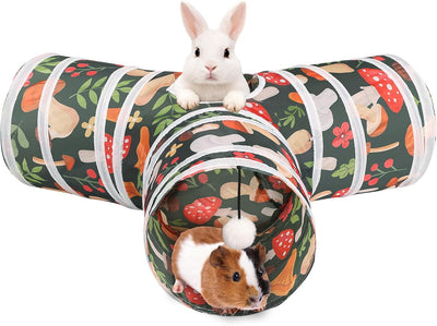 Túnel plegable 3 vías para conejito con juguete masticable