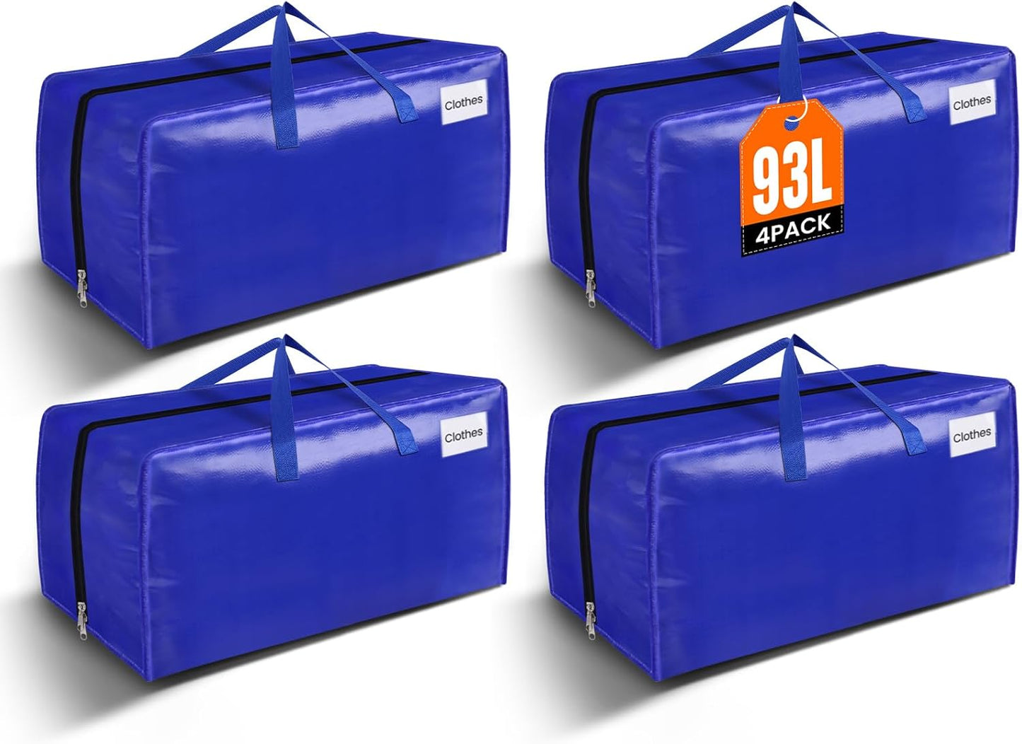 Bolsas mudanza resistentes 93L 4 pzas con bolsillos