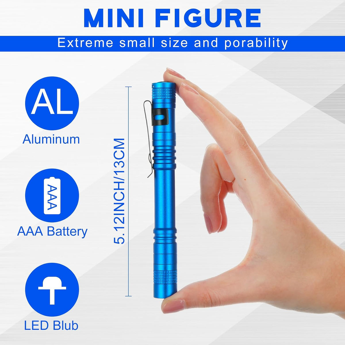 20 Linternas Bolígrafo Regalo Navidad Hombres Clip LED Azul