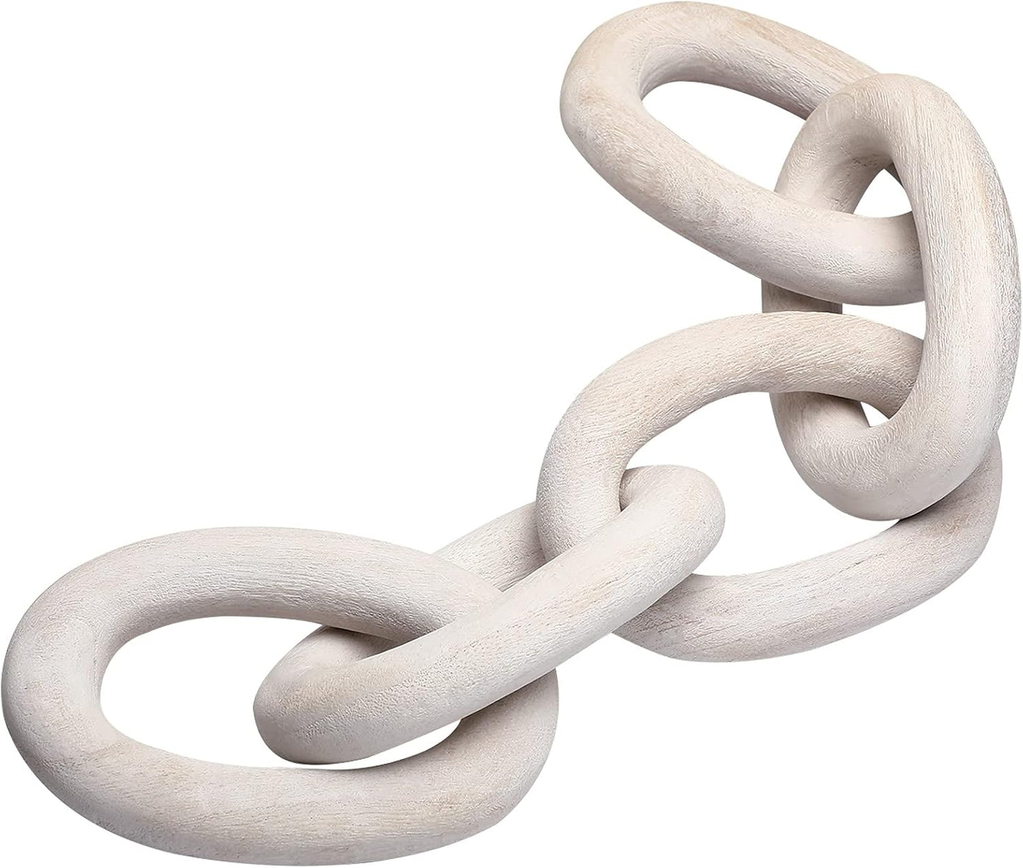 Cadena eslabones madera decorativa 21x4pulg blanco