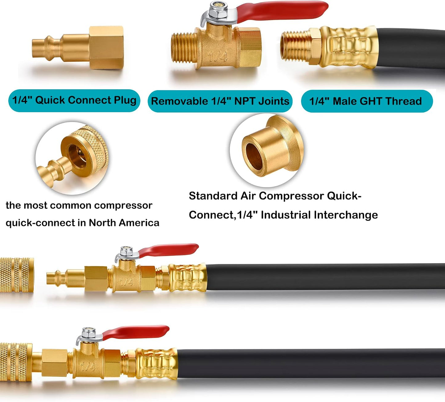 Adaptador purga RV válvula cierre manguera 12" compresor