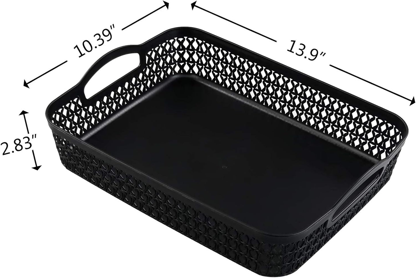 Bandeja plástico asa negro set 6