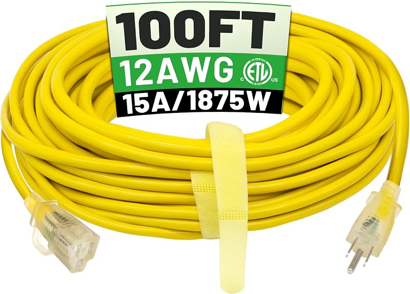 Cable extensión exterior 100ft 12/3 impermeable 15Amp ETL