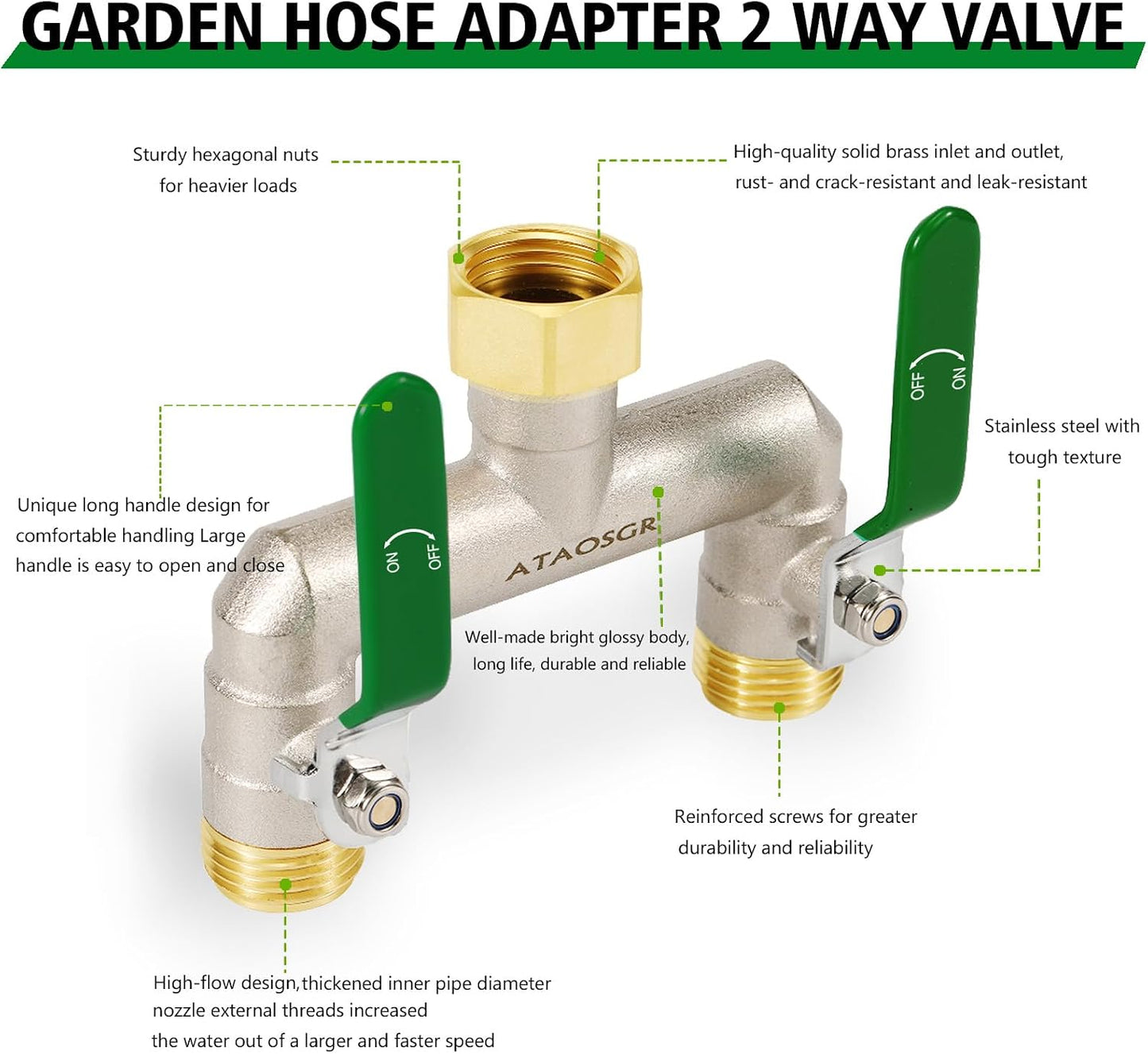 Divisor manguera jardín 3/4pulg con válvulas independientes