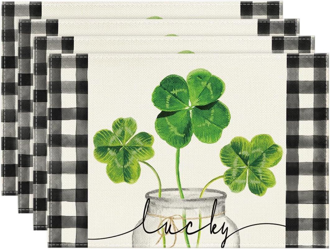 Set 4 Manteles San Patricio Trébol 12x18pulg
